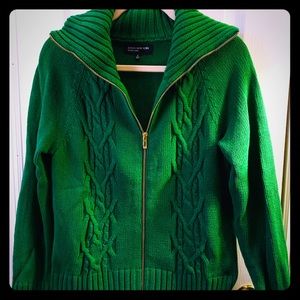 Jones New York Chunky Cable Knit Zip up Sweater